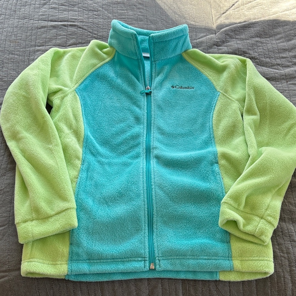 Columbia Aqua and Lime Fleece Jacket